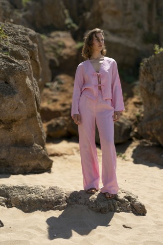 New Mission - Pembe Keten Pantolon