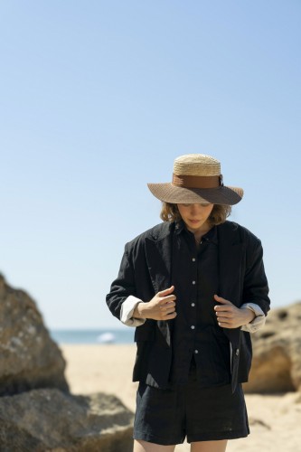 New Mission - Siyah Keten Oversize Ceket