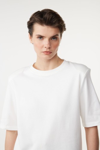 New Mission - Vatkalı Bisiklet Yaka Basic T-Shirt Beyaz