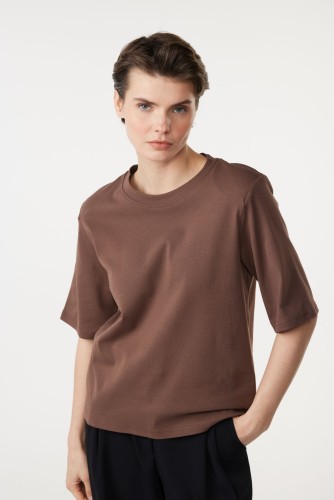 New Mission - Vatkalı Bisiklet Yaka Basic T-Shirt Kahve