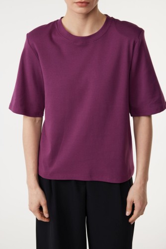 New Mission - Vatkalı Bisiklet Yaka Basic T-Shirt Mürdüm